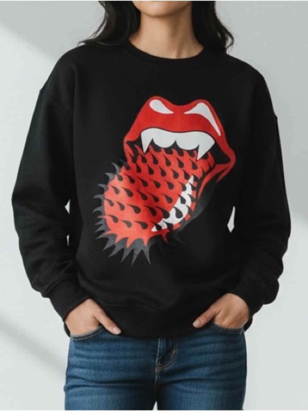 NWT Rolling Stones Spike Tongue Pullover Sweatshirt Size XS
